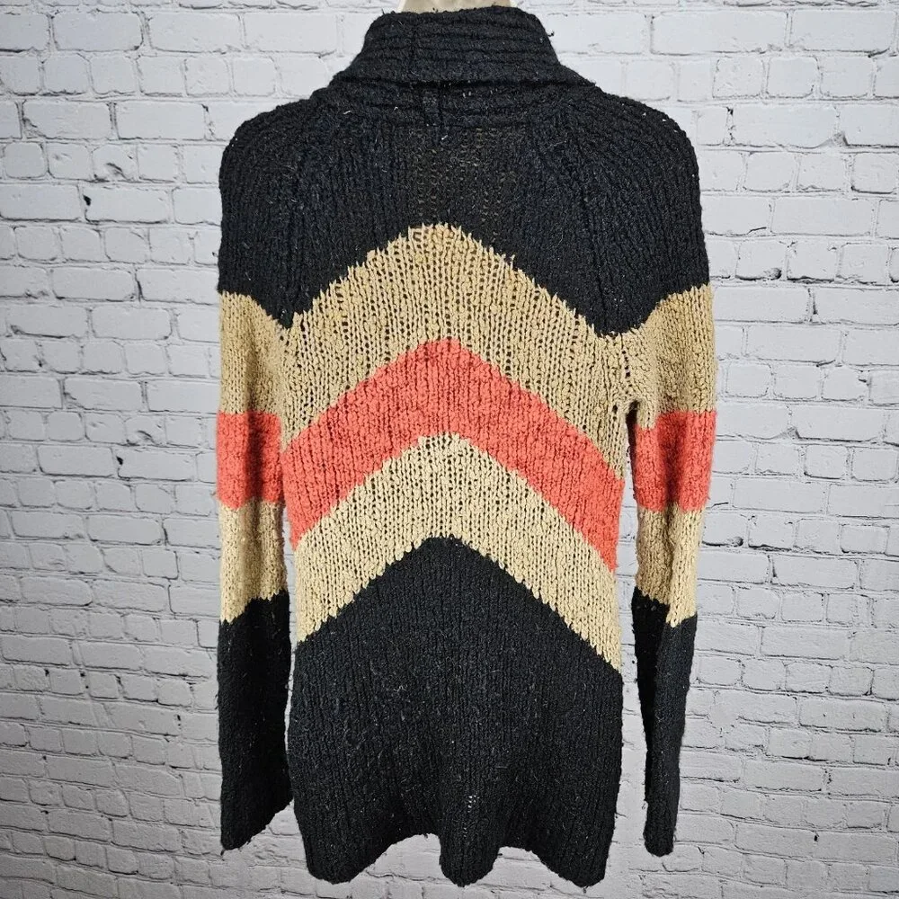 Free People Multicolor Wool Blend Shawl Collar Chunky Knit Cardigan Sweater S